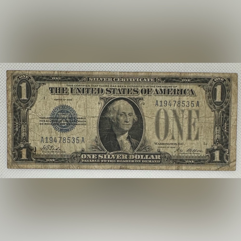 1928 “funnyback” One Dollar Silver Certificate $1 funny back